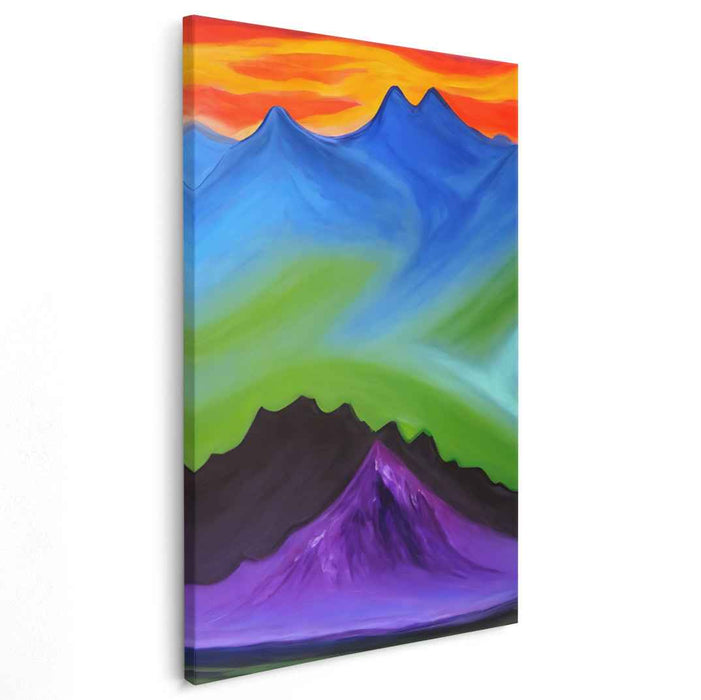 Abstract Summit Symphony: Vibrant Abstract Mountain Landscape Canvas Art