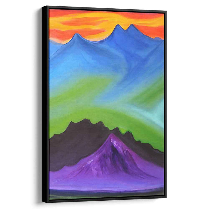 Abstract Summit Symphony: Vibrant Abstract Mountain Landscape Canvas Art