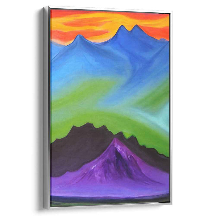 Abstract Summit Symphony: Vibrant Abstract Mountain Landscape Canvas Art
