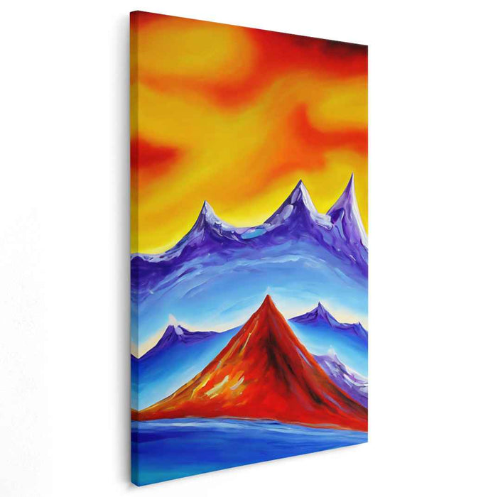 Twilight Peaks Fantasy Canvas: Surreal Sunset Mountain Landscape Canvas Art Print