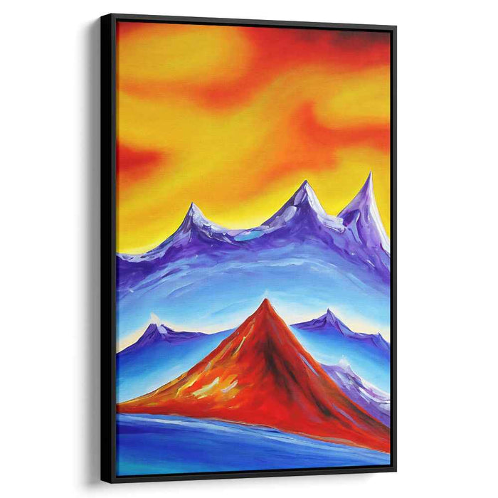 Twilight Peaks Fantasy Canvas: Surreal Sunset Mountain Landscape Canvas Art Print