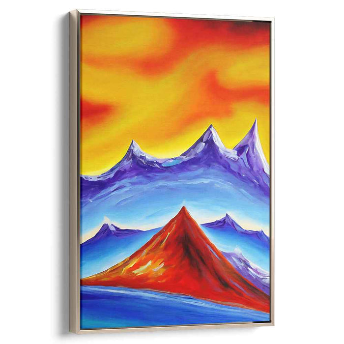Twilight Peaks Fantasy Canvas: Surreal Sunset Mountain Landscape Canvas Art Print