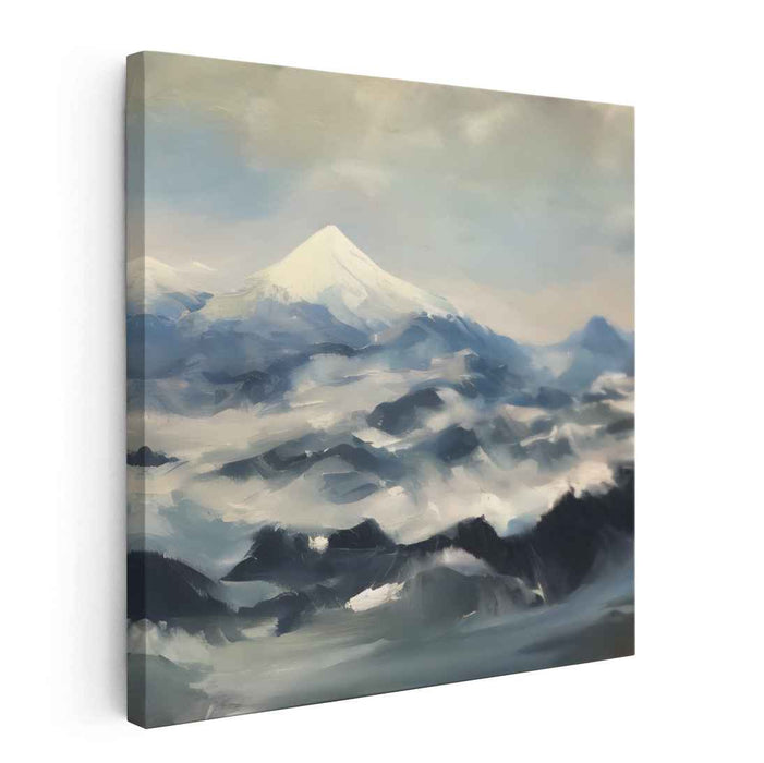 Blurred Peaks Arcadia: Impressionist Mountain Landscape Canvas Art