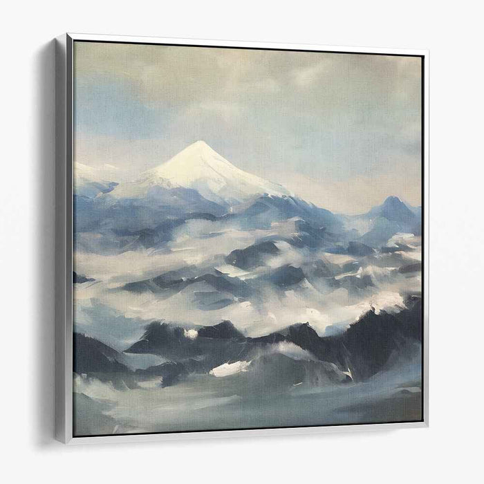 Blurred Peaks Arcadia: Impressionist Mountain Landscape Canvas Art