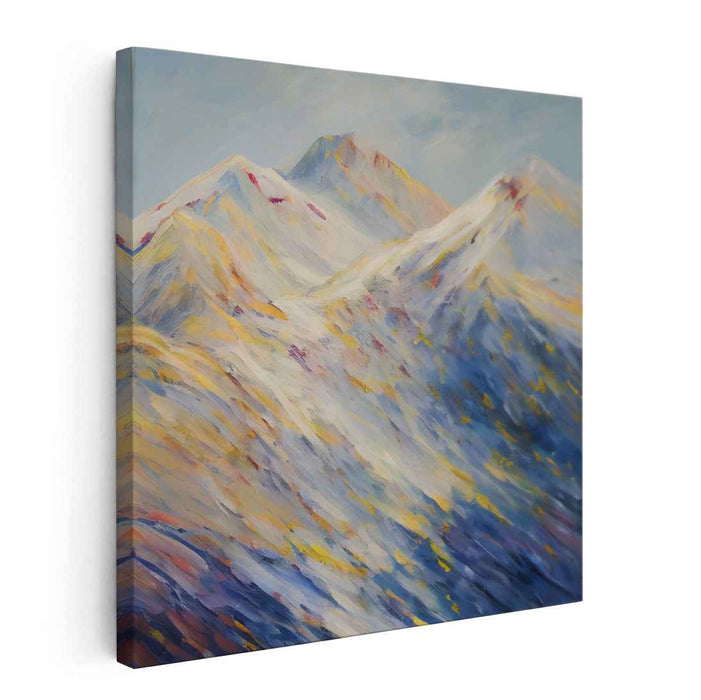 Icy Summit Whispers: Impressionistic Snow-Capped Mountain Landscape