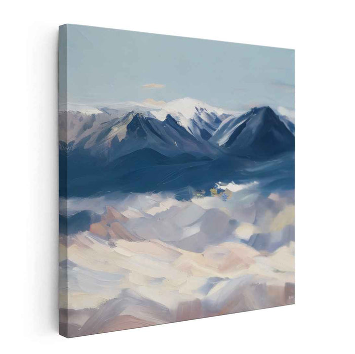 Mountains in Misted Light: Impressionist Mountain Landscape Canvas Art