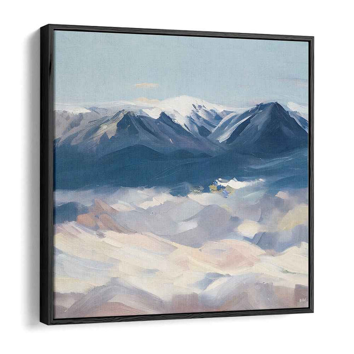 Mountains in Misted Light: Impressionist Mountain Landscape Canvas Art