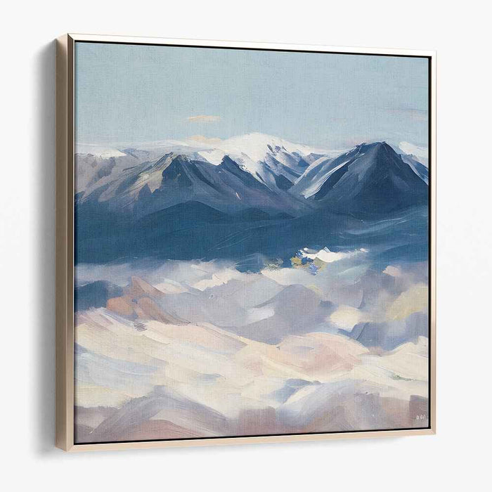 Mountains in Misted Light: Impressionist Mountain Landscape Canvas Art