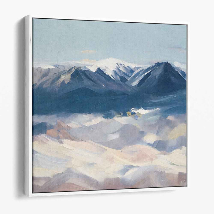 Mountains in Misted Light: Impressionist Mountain Landscape Canvas Art