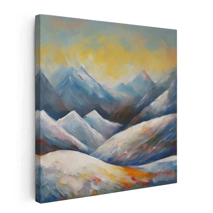 Alpine Vista Impressions: Impressionist Mountain Landscape Canvas Art Print