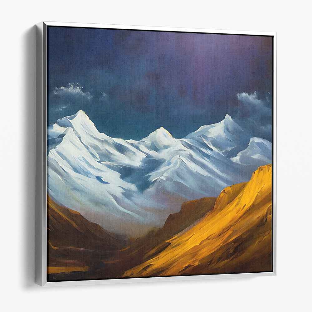 Tranquil Peaks Horizon: Serene Mountain Landscape Canvas Art Print