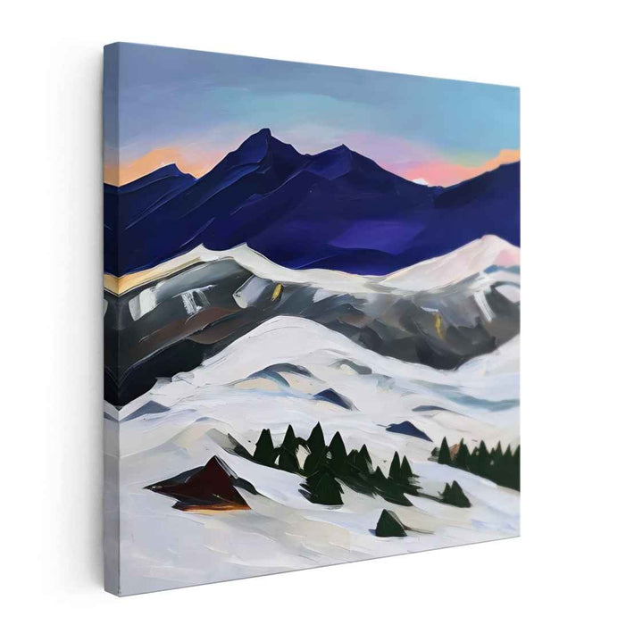 Majestic Mountaintop Serenity: Abstract Landscape Canvas Art