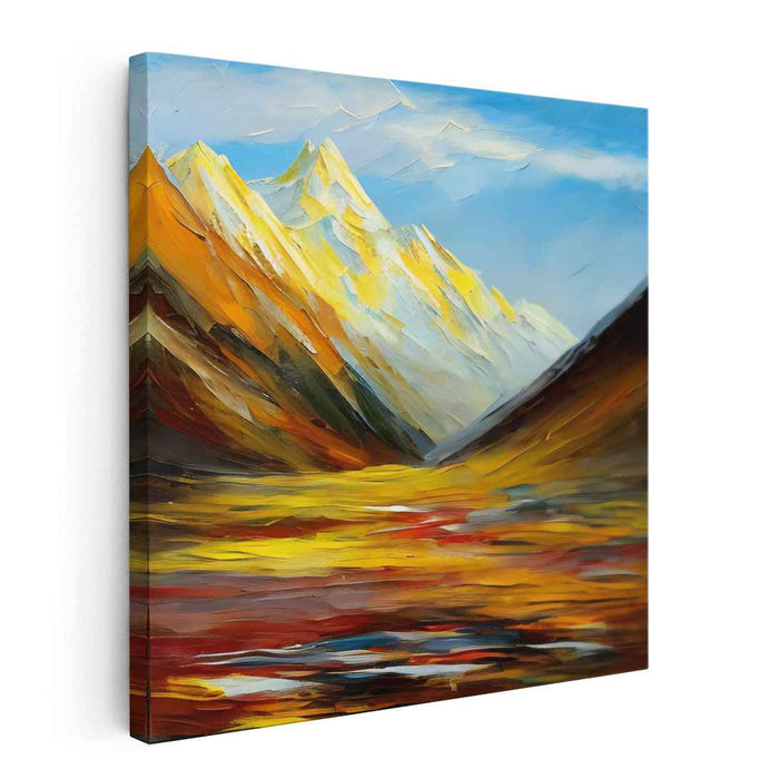 Echoes of Highlands: Vibrant Mountain Landscape Canvas Art Print