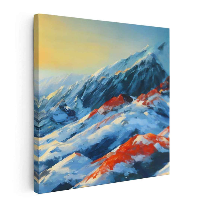 Topography Tapestry: Vibrant Mountain Landscape Canvas Art Print
