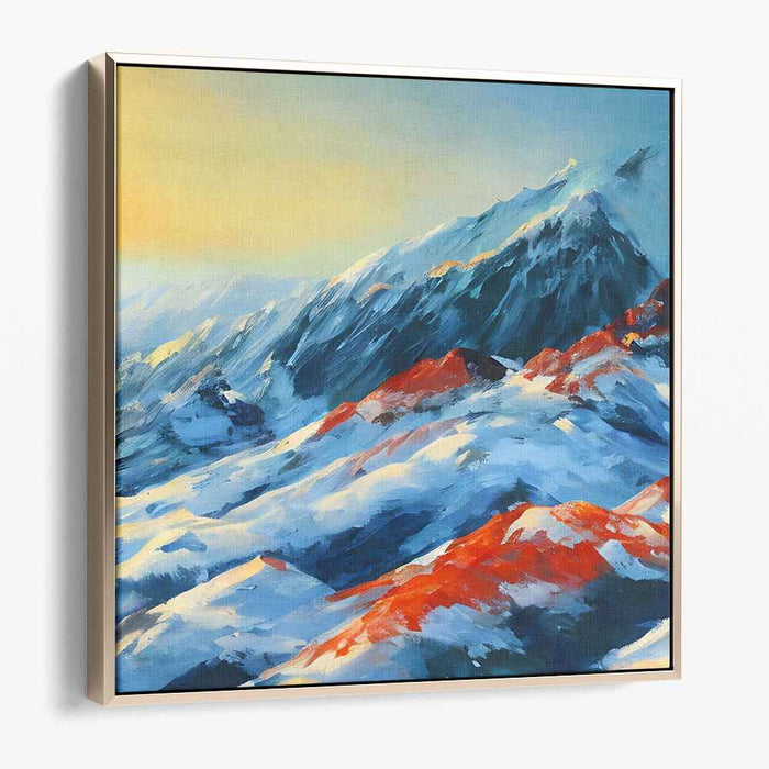 Topography Tapestry: Vibrant Mountain Landscape Canvas Art Print