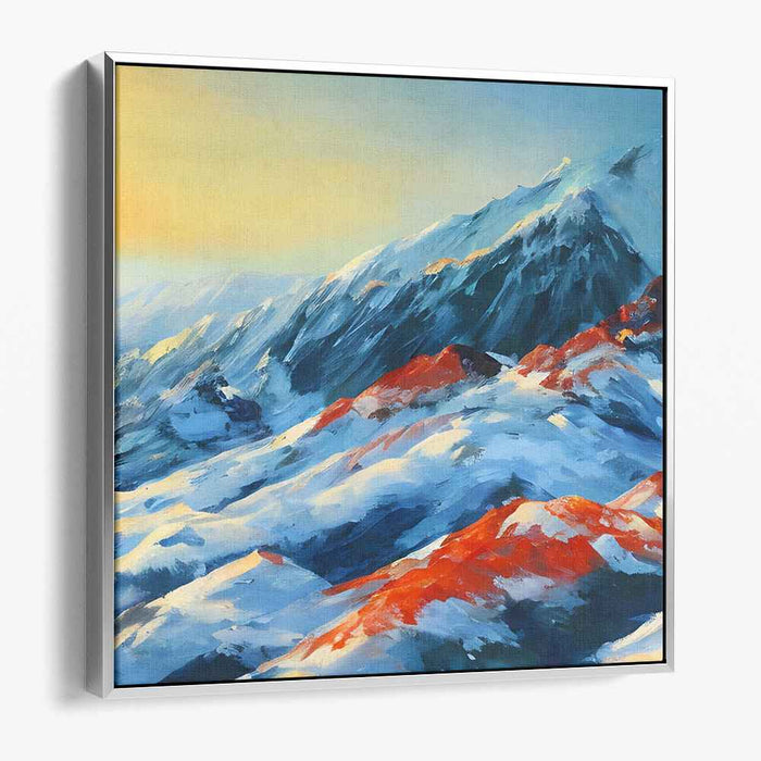 Topography Tapestry: Vibrant Mountain Landscape Canvas Art Print