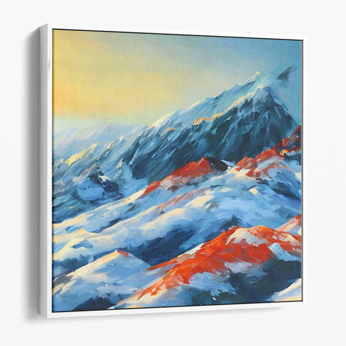 Topography Tapestry: Vibrant Mountain Landscape Canvas Art Print