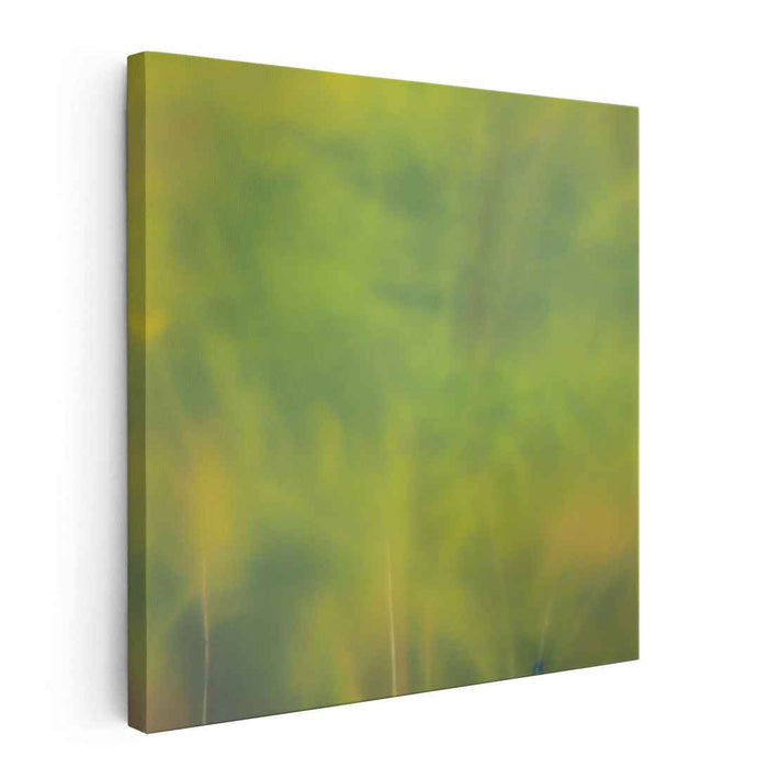 Serene Hues: Abstract Green and Yellow Dreamscape Canvas Art Print