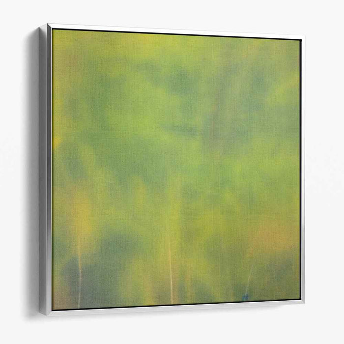 Serene Hues: Abstract Green and Yellow Dreamscape Canvas Art Print