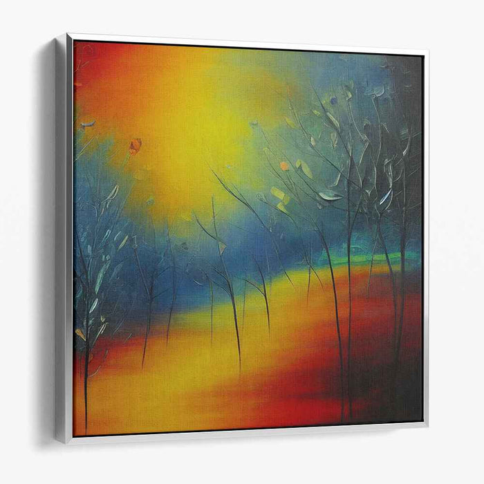 Radiant Twilight: Abstract Expressionist Sunset Forest Canvas Art Print