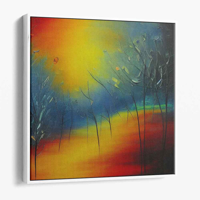 Radiant Twilight: Abstract Expressionist Sunset Forest Canvas Art Print