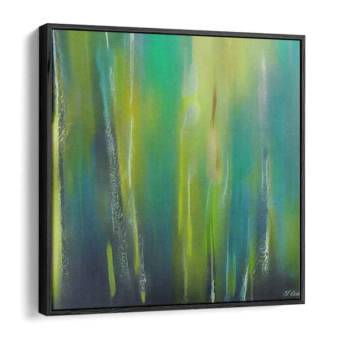 Emergent Depths: Abstract Impressionist Green and Blue Canvas Art Print