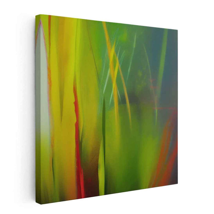 Chaos in Eden: Abstract Expressionist Green and Red Canvas Art Print