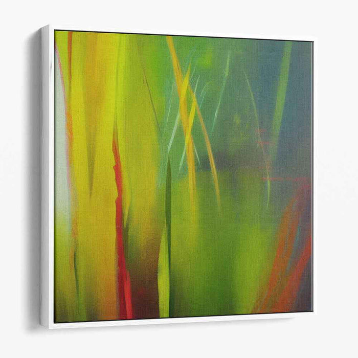 Chaos in Eden: Abstract Expressionist Green and Red Canvas Art Print