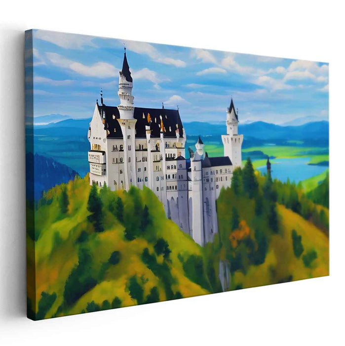 Enchanted Castle Overlook: Romantic Landscape Canvas Art Print