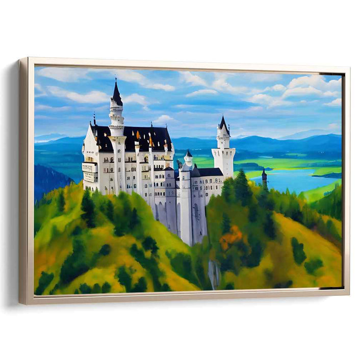 Enchanted Castle Overlook: Romantic Landscape Canvas Art Print