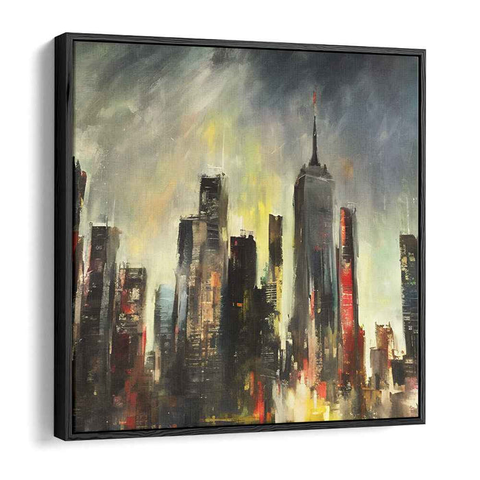 Cityscape Illusions: Abstract Urban Skyline Canvas Art