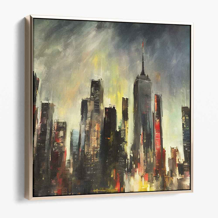 Cityscape Illusions: Abstract Urban Skyline Canvas Art