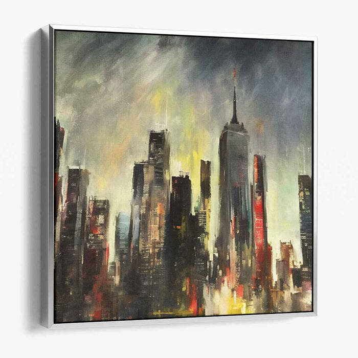 Cityscape Illusions: Abstract Urban Skyline Canvas Art