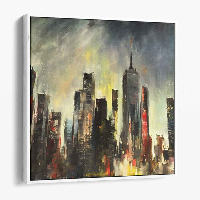 Cityscape Illusions: Abstract Urban Skyline Canvas Art