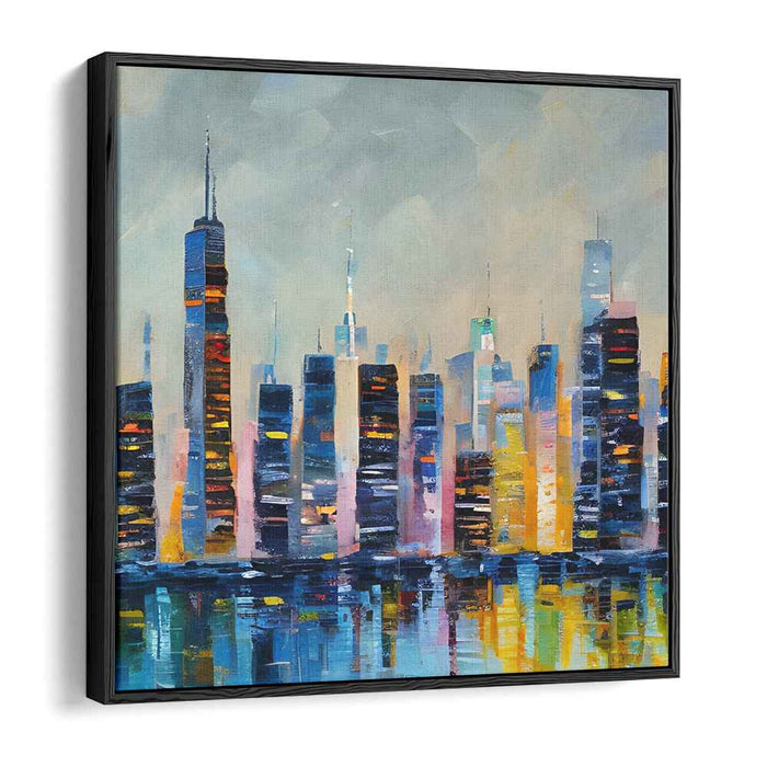 Urban Brushstrokes Dance: Modern Impressionist Cityscape Canvas Art Print