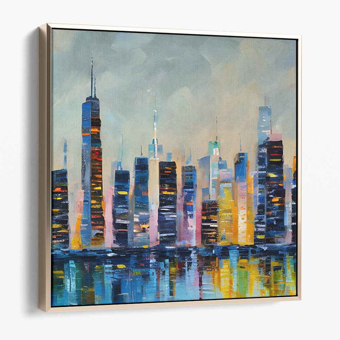 Urban Brushstrokes Dance: Modern Impressionist Cityscape Canvas Art Print