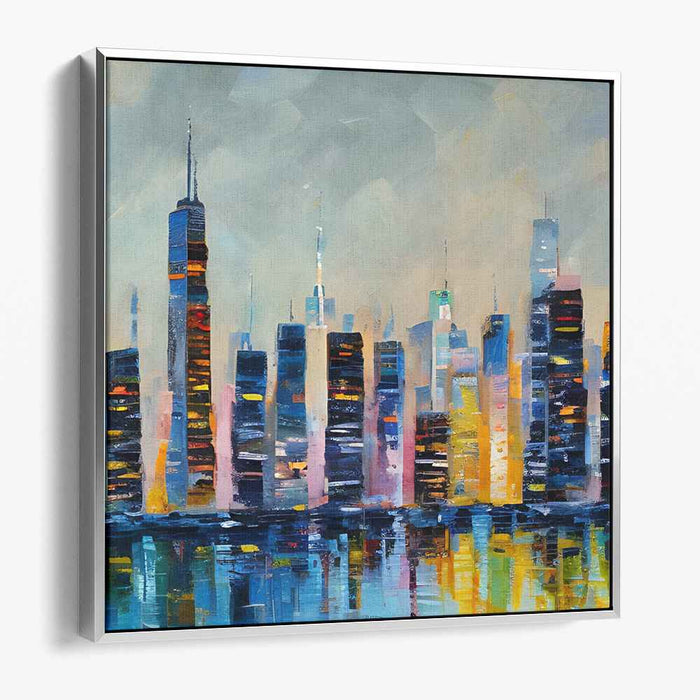 Urban Brushstrokes Dance: Modern Impressionist Cityscape Canvas Art Print