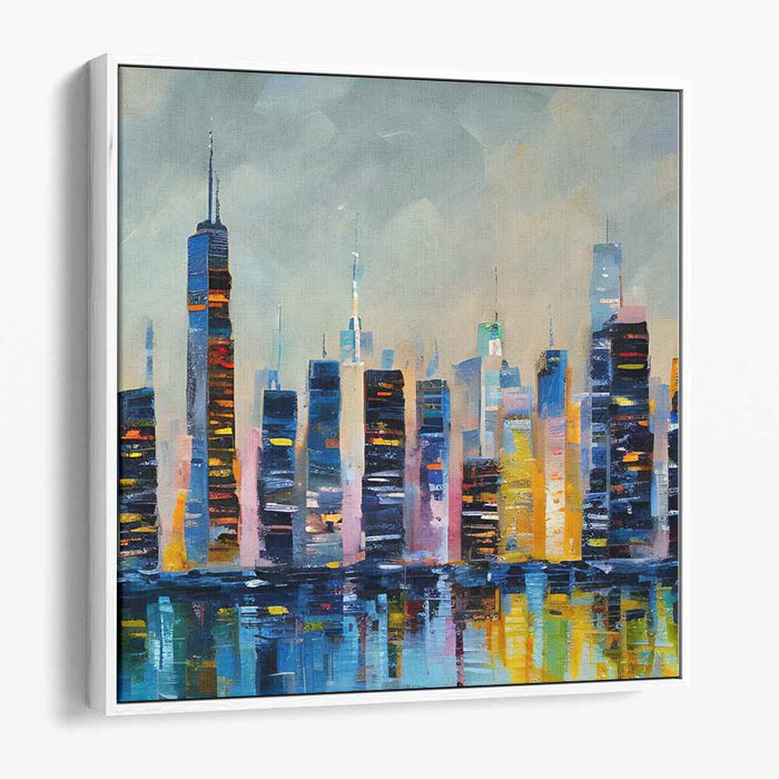 Urban Brushstrokes Dance: Modern Impressionist Cityscape Canvas Art Print