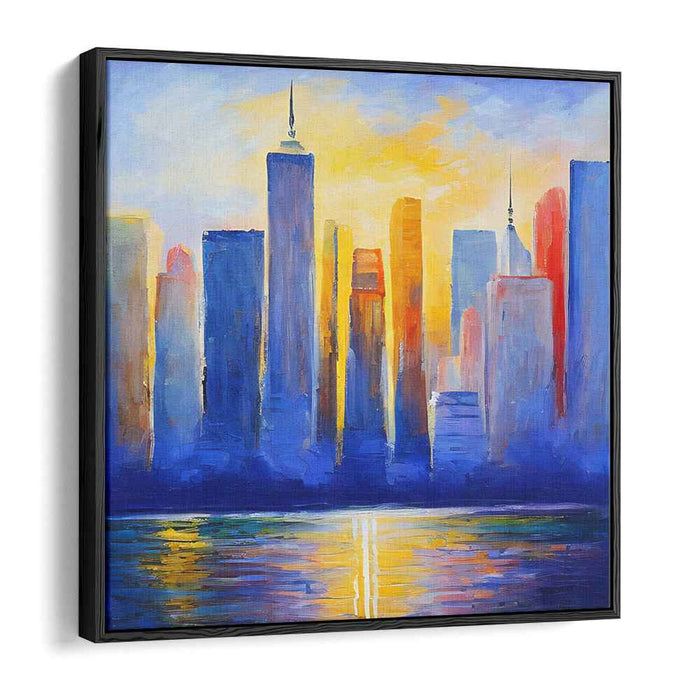 Neon Cityscape Glow: Vibrant Urban Skyline Canvas Art Print