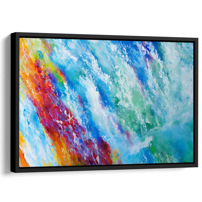 Flowing Color Symphony: Abstract Expressionist Waterfall Canvas Art Print