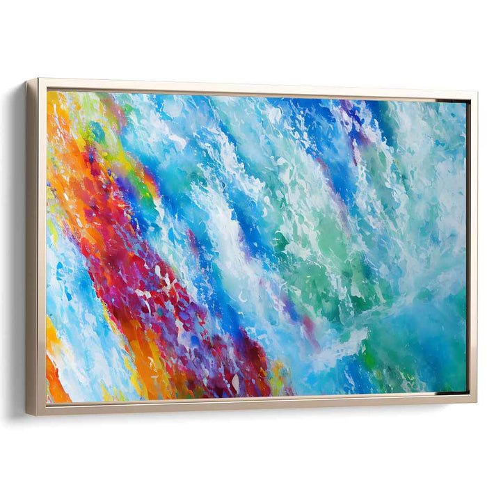 Flowing Color Symphony: Abstract Expressionist Waterfall Canvas Art Print