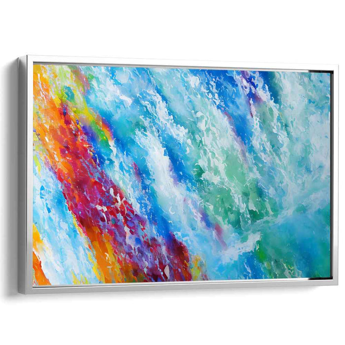 Flowing Color Symphony: Abstract Expressionist Waterfall Canvas Art Print