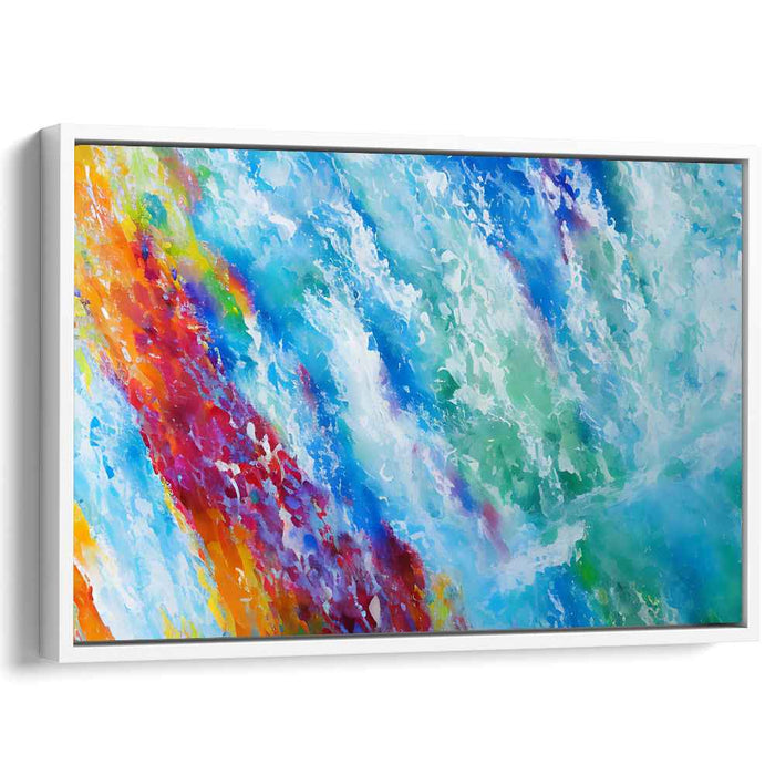 Flowing Color Symphony: Abstract Expressionist Waterfall Canvas Art Print