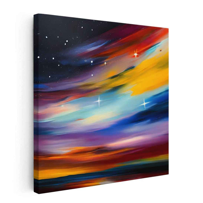 Celestial Color Splash: Vibrant Cosmic Landscape Canvas Art