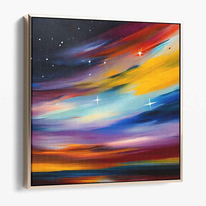Celestial Color Splash: Vibrant Cosmic Landscape Canvas Art