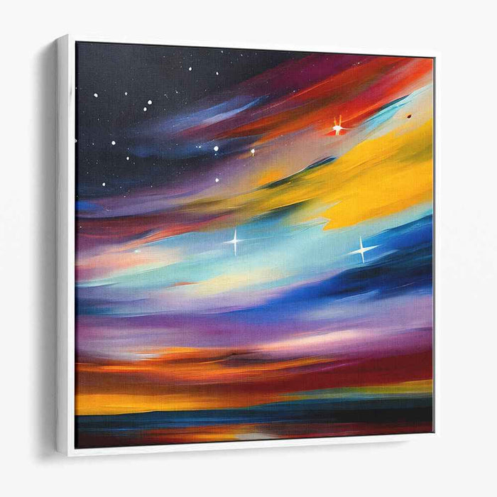 Celestial Color Splash: Vibrant Cosmic Landscape Canvas Art