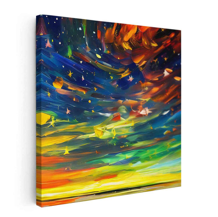 Galactic Illumination Dreamscape: Abstract Night Sky Canvas Art Print