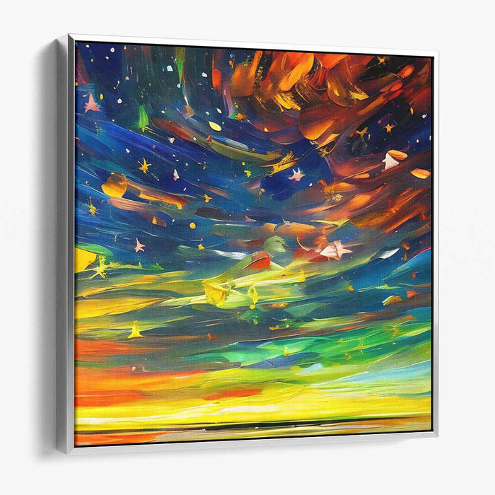 Galactic Illumination Dreamscape: Abstract Night Sky Canvas Art Print
