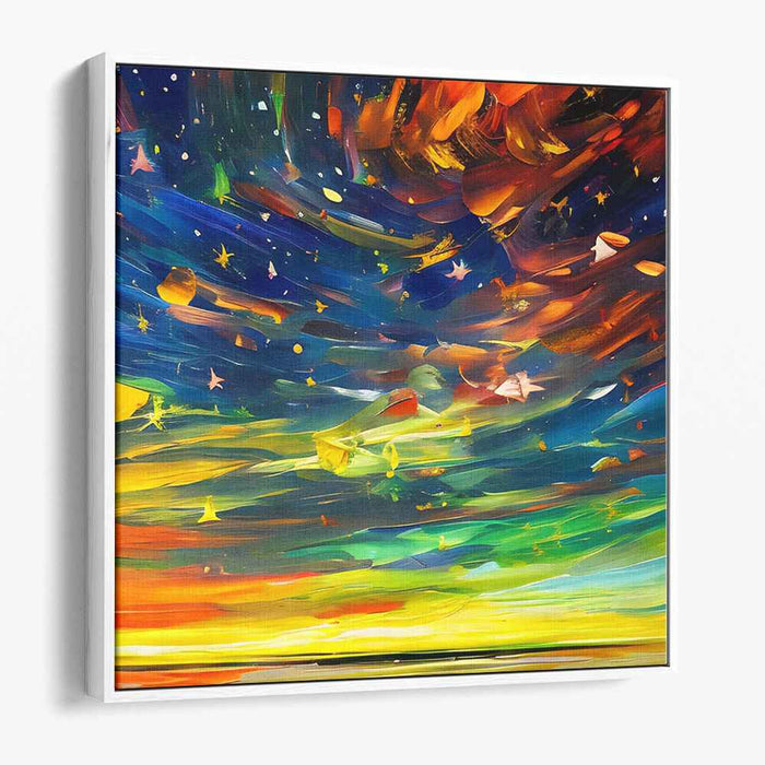 Galactic Illumination Dreamscape: Abstract Night Sky Canvas Art Print