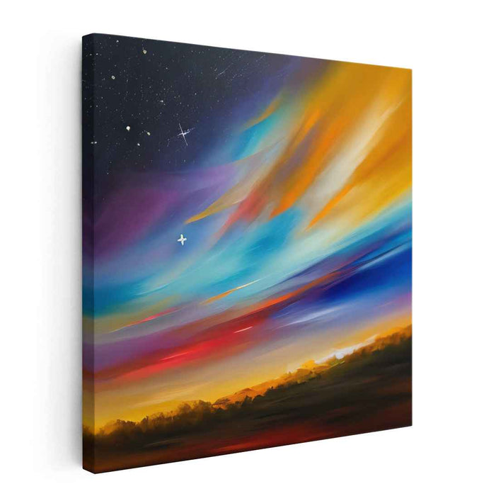 Cosmic Horizon Exploration: Abstract Sunset Skyscape Canvas Art Print